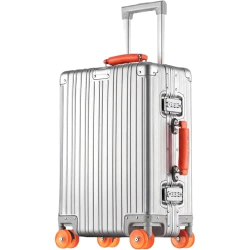 22x14x9 inch Zipperless Cabin Suitcase, 22 Inch 100% All Aluminum Shell Carry-on Suitcase, 56x36x22cm Aluminum Luggage Cabin, Aluminium Zipperless Carry On Luggage with Skate-Grade PU Wheels,TSA Locks