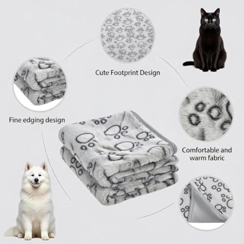 QminTouyzs Dog Blanket 3 Pack Washable Puppy Blankets, Soft Pet Blankets for Furniture Protection and Travel Comfort,The Puppy Blankets Plush Gray Blanket Set for Small Medium Dogs — view 3