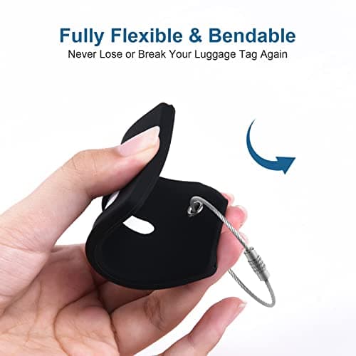Flintronic 2 PCS Luggage Tags, Silicone Baggage Labels, Suitcase ID Tag Set, Handbag Tag Labels Travel Accessories for Checked Luggage, Hand Luggage and Handbags - Black — view 5