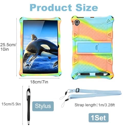 10.1 Inch Tablet Case Kids Hybrid Case with Pen Shoulder Strap,Blue — view 2