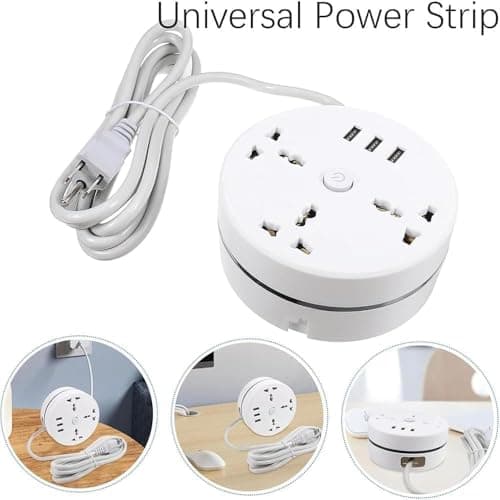 Universal Power Strip,Retractable Portable Power Strips,with 3 Outlets 3 USB Ports,Small Portable Desk Charging for Office, Travel (9.2ft) — view 4