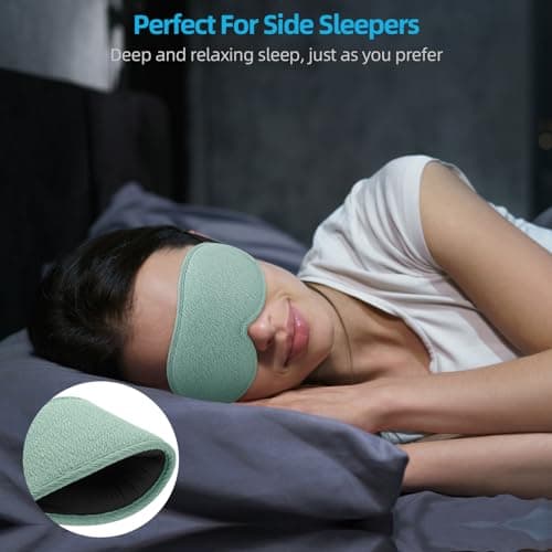 2026 Innovative Sleep Mask for Men and Women, Trilancer 3D 99.99% Light Blocking Design, Comfortable Eye mask, Blackout Blindfold for Sleeping, Nap, Meditation, Travel, with Earplugs (Lake Green) — view 2