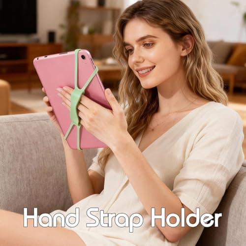 Comfortable Hand Strap Holder Compatible with Kindle, Stretchable Finger Grip for 4.7-8 Inch Screens, Light, Ideal for Bed Reading & Travel, Fits Kobo, Voyage, Paperwhite, Oasis, Kindle Fire (Green) — view 4