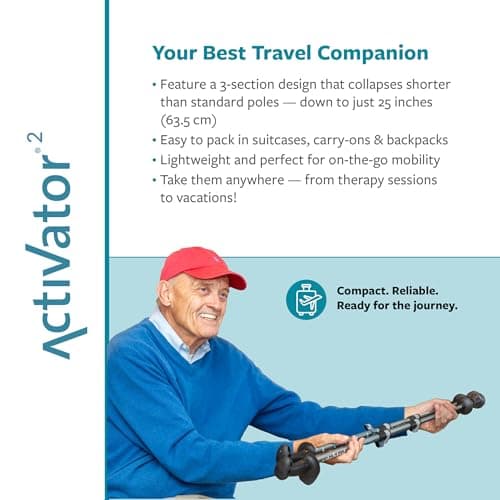 Urban Poling ACTIVATOR2 Dark Grey/Cyan, 1 Pair - For Users up to 6 Feet - Lightweight Aluminium Nordic Walking Poles - Foldable & Adjustable Hiking Gear - Handle — view 4