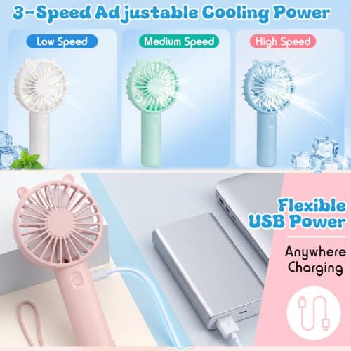 Weewooday 8 Pack Mini Handheld Portable Fan, USB Rechargeable — view 3