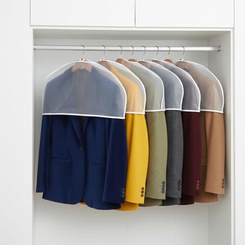 8 Pack Plastic Clothes Covers, Suit Covers for Hanging Clothes, Shoulder Dust Covers for Women, Garment Covers for Clothes, Coats, Jackets, Dress Closet Storage, 24 x 12 x 2 Inches — view 6