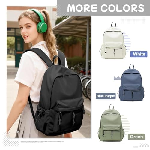 HYC00 School Backpack Secondary Girls Boys Water Resistant Womens Rucksack Backpack Casual Travel Daypacks, School Bags for Teenage Girls College Laptop Backpacks Work Students Back Pack, O1-Black — view 2