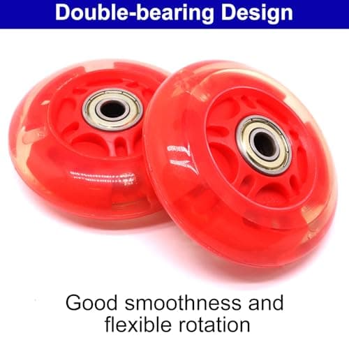 BENLIUDH Inline Skate Wheels With Bearings, 3 Inch Roller Blade 76mm Outdoor and Indoor Clear Wheels for Office Chairs, Luggage (4 Pack, Red) — view 3