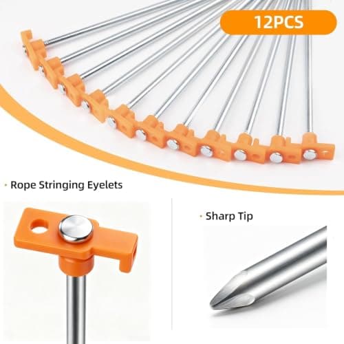 AVOFOREST Heavy Duty Tent Pegs Ground Pegs,Long and Robust Tent Pegs,Metal Camping Pegs For Tent, Awning, Tarpaulin,Normal and Hard Ground (12pcs) — view 3