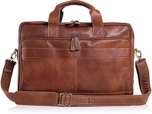 Leather briefcase 18 Inch Laptop Messenger Bags for Men and Women Best Office briefcase Satchel Bag — view 6