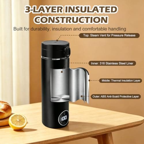 Portable Travel Kettle 500ml, Electric Kettle with 6 Temperature Settings — view 4