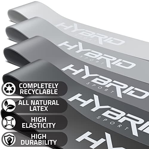 HYBRID Resistance Bands [Set of 5] PREMIUM Skin Friendly | 5 Strength Levels Loop Exercise Bands for Pilates, Training, Physio Therapy, Stretching, Home Gym | FREE Guide and Bag for Men and Women — view 4