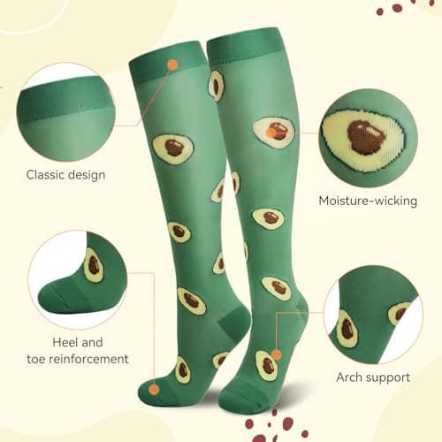 Compression Socks for Women & Men 6 Pairs 20-30 mmHg Travel Flight Socks — view 4