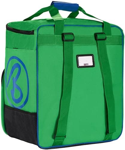 BRUBAKER Boot Bag 'Super Champion' Backpack holds complete Ski or Snowboard Equipment incl. Helmet! - Limited - Green/Blue — view 5