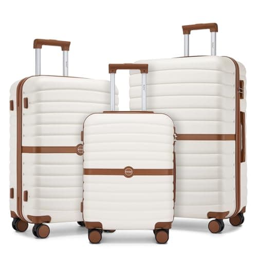 Kono 3PCS ABS+PC Hard Shell Suitcase Set: Cabin, Medium, Large Luggage