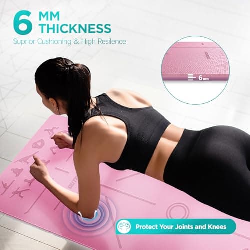 OUTDOUSE TPE Yoga Mats for Women,Pink Purple 183x61x0.6cm — view 6
