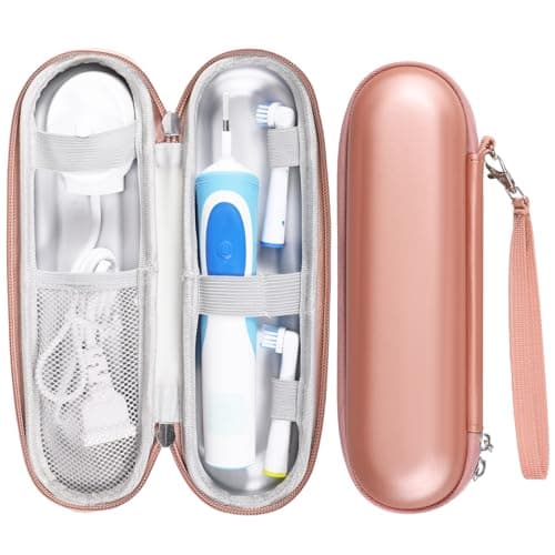 Electric Toothbrush Travel Case, Portable Electric Toothbrush Case with Accessories Storage, Toothbrush Holder for Travel School Business Trips (Rose Gold) — view 2