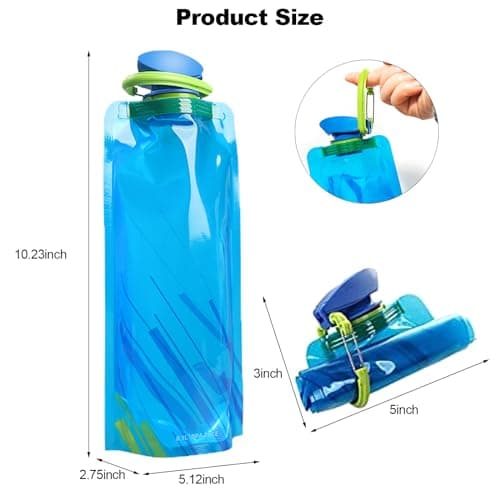 hautllaif 700ml Large Foldable Water Bottle Fully Collapsible Stock Bottle, Portable Water Bottle for Running Cycling outdoor,3 Pack — view 2