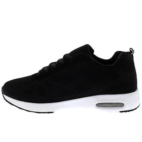 Get Fit Men’s Air Cushioned Running Trainers - Lightweight Breathable Gym Shoes with Shock Absorbing Sole - Comfortable Lace-Up Athletic Walking Sneakers - Black/Black/White - 10 — view 2