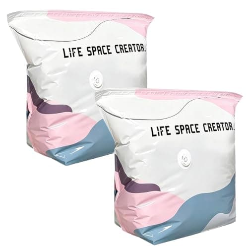 2PCS Large No Pump Vacuum Storage Bags,Press& Seal, No Pump Needed(L)