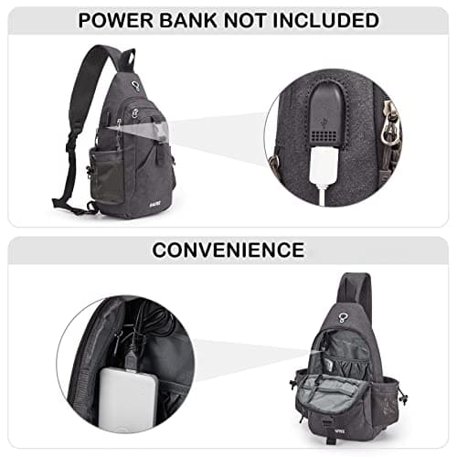 G4Free Canvas Sling Bag Crossbody Backpack with USB Charging Port & RFID Blocking, Hiking Daypack Chest Bag for Women Men — view 3