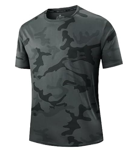 Men's Quick Dry Camo Sports T-Shirt, Moisture Wicking, Cooling T-Shirt for Running Training Outdoor Workout (E,S) — view 3
