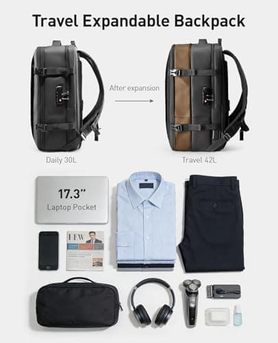 MARK RYDEN 26L/40L Business Carry-on Travel Backpack, Lightweight Flight-Approved Expandable Weekender Bag with USB Charging Port fit 17.3 Laptop-TSA — view 2