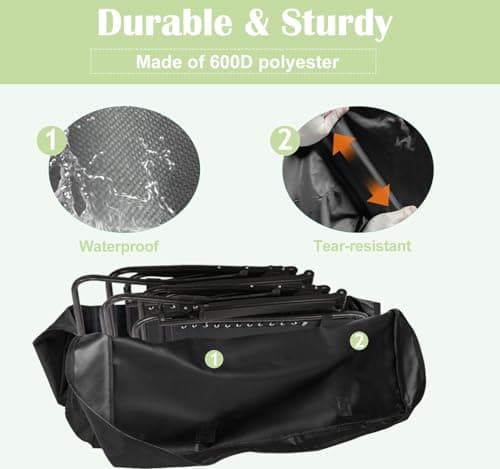 4/6/ 8 Foot Folding Table Storage Bag, Waterproof Heavy Duty Large Carrying Bag for Folding Tables, Picnic/Camp Tables Cover with Durable Zipper & Shoulder Strap, 31" D X 37" W X4.5 H, Black — view 3