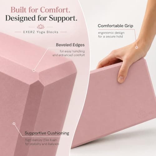 Exerz Yoga Blocks 2 Pack EVA Foam Gym Bricks Pilates Stretch Blush Pink — view 4