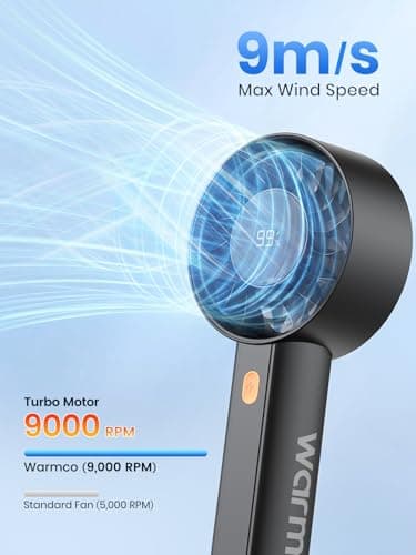 Warmco Portable Handheld Turbo Fan 5000mAh Rechargeable Personal Mini fan — view 3