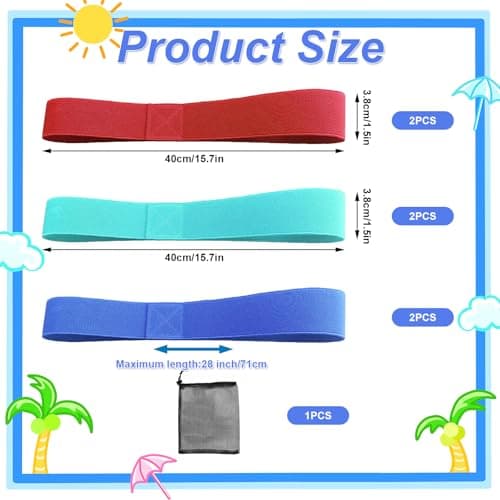 BORISCA 6 Pcs Beach Towel Bands, 3.8x40cm Towel Bands for Sun Loungers with Storage Bag, Elastic Towel Craber for Beach Chair, Towel Bands for Beach, Pool, Cruise Chairs (6 pcs) — view 3