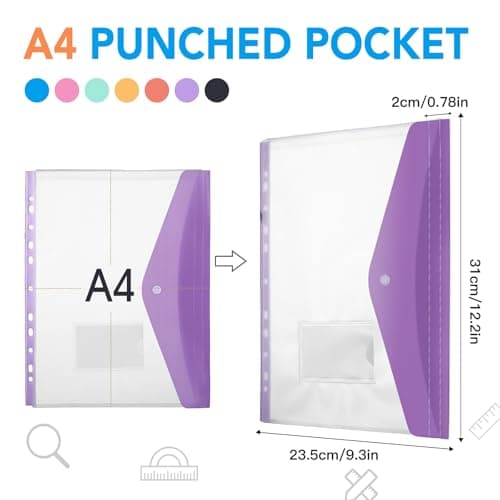 14 Pack Plastic Wallets A4 Punched Pockets — view 2