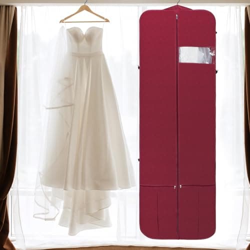 Univivi Wedding Dress Bag, 72 Inch Dress Bags Covers, Burgundy — view 6