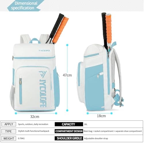 JYColofex gym duffel bag backpack wrestling bag with shoe compartment 4 kinds of back method waterproof sports walking laptop, D-light Blue, Color Sports Tennis Badminton Backpack — view 2