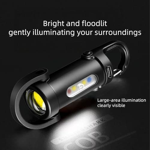 ASPUIC 2PCS 1200LM Super Bright Mini Keychain Flashlight Waterproof,Rechargeable USB LED Torch,Waterproof Small Pocket Keyring Light,Portable EDC Torches for Hiking,Camping,Emergency(Black) — view 6