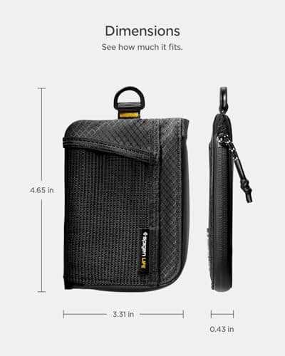 Spigen Life LF300 RFID Blocking Slim Card Wallet, Water-Resistant EDC Pouch with YKK Zipper, Holds 10 Cards, D-Ring & Front Mesh Pocket - Black — view 2
