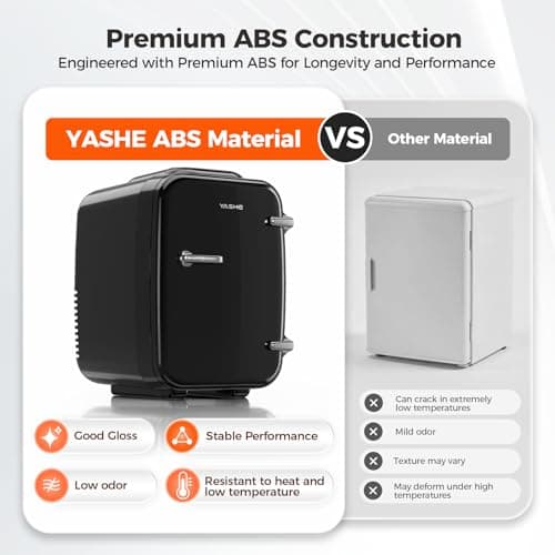 YASHE Mini Fridge, 4 Liter/6 Cans Portable Cooler and Warmer, AC/DC Power Small Fridge, Quiet Desk Skincare Fridge for Beauty Drinks Medicine, Mini Fridge for Bedrooms Office Dorm Car Travel, Black — view 6
