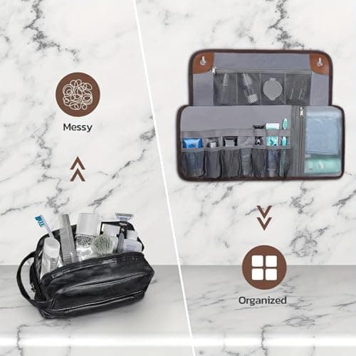 Portable Shaving Accessory Bag, Expandable Toiletry Travel, Gray — view 6