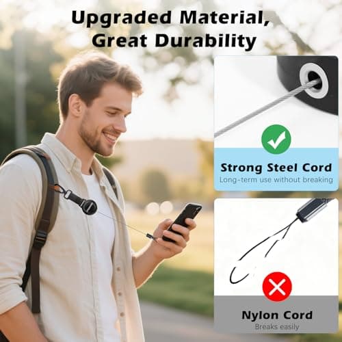 MoKo Anti-Theft Phone Lanyard with Retractable Steel Line — view 2