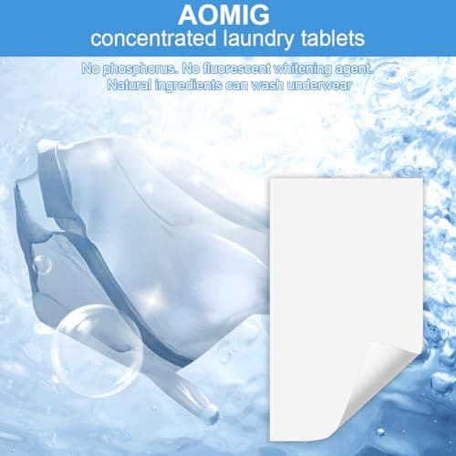 Aomig Ultra Concentrated Laundry Detergent Sheets, 30 Sheets, Deep Stain Removal, Eco-friendly, Machine & Hand Wash, Plastic Free, Concentrated, Blue — view 3