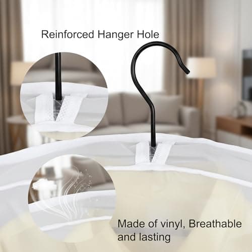 8 Pack Plastic Clothes Covers, Suit Covers for Hanging Clothes, Shoulder Dust Covers for Women, Garment Covers for Clothes, Coats, Jackets, Dress Closet Storage, 24 x 12 x 2 Inches — view 3
