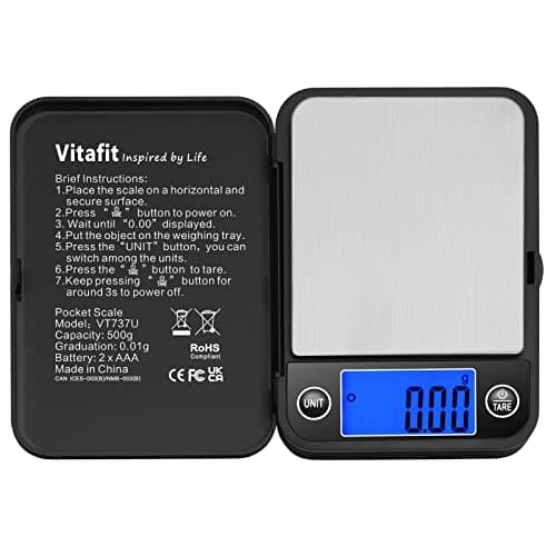 Vitafit 500g Digital Pocket Scales High Accuracy 0.01g, Gram Scale Blue LCD