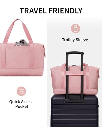 ECOHUB Ryanair Cabin Bags 40x30x20, 24L Underseat Hand Luggage Bag, Foldable Carry On Bag with Removable Wet Pocket, Water-Resistant Overnight Hospital Weekend Bag for Women, Pink (Patent Pending) — view 6