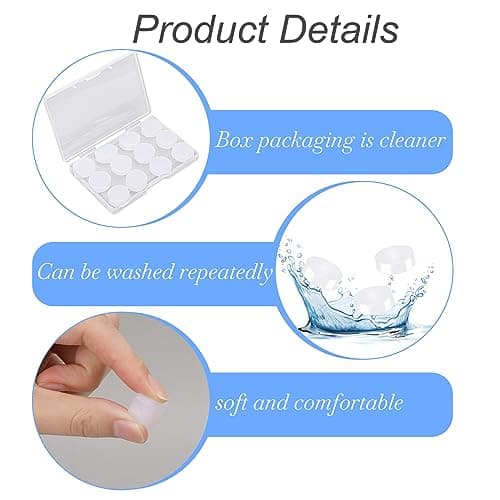 Silicone Earplugs, 6 Pairs Reusable Plastic Noise Canceling Earplugs, Waterproof for Sleeping, Swimming, Airplane, Traveling, Working, Studying, Shooting, Mowing (Transparent, 12 Pieces) — view 5