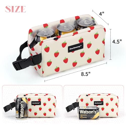 Cerbonny Small Cooler Bag, Freezable Lunch Bag with Ice Packs, Strawberries — view 3