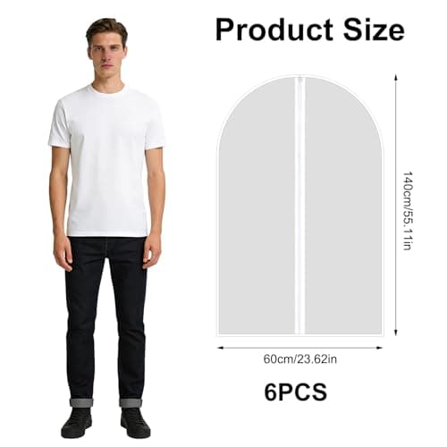 6 Pcs Long Garment Bags 60x100cm Waterproof Zip Clothes Covers — view 2