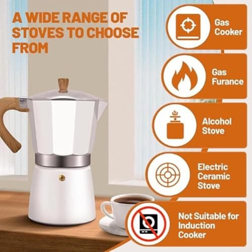 EcoLivzen European Style Coffee Pot with Wooden Handle, Aluminium Turkish Brew Maker for Gas and Electric Stoves, Portable Espresso Pot for Camping and Travel, Red(150ML Matte Black) — view 6