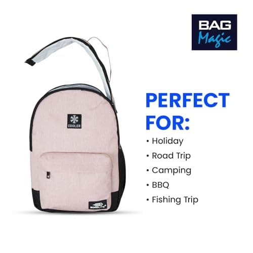 Bordlite Cooler Backpack Insulated Lunch Bag – Leakproof, Water Resistant, Large Capacity Cool Bag for Work, Travel, Picnic, Beach – Thermal Backpack with Pockets & Bottle Holder, 28x15x39cm - Pink - — view 5