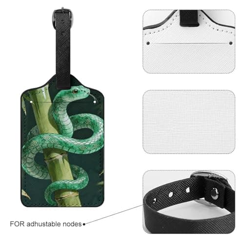 Jade Snake Bamboo Suitcase Tags Personalized Luggage Tag with Privacy Cover ID Card Slot for Travel Luggage Bag, Unique Design Name Tags for Suitcases, Backpacks & Gifts — view 4