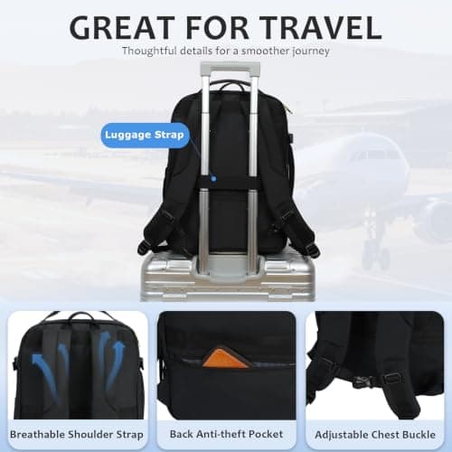 VANKEAN 40L Laptop Backpack Women Large Capacity College Travel Black — view 4